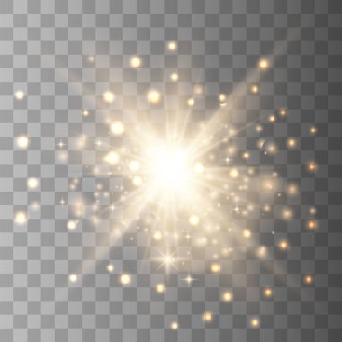 Altın parlaklık ışık efekti.