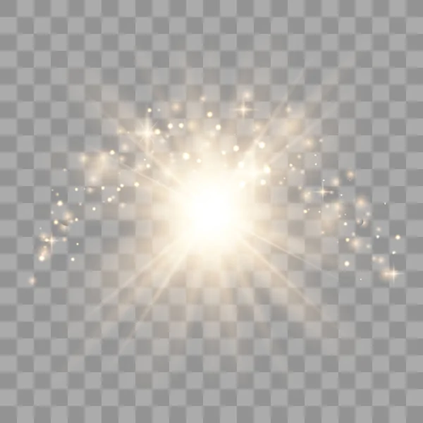 Efecto de luz de brillo dorado . — Vector de stock