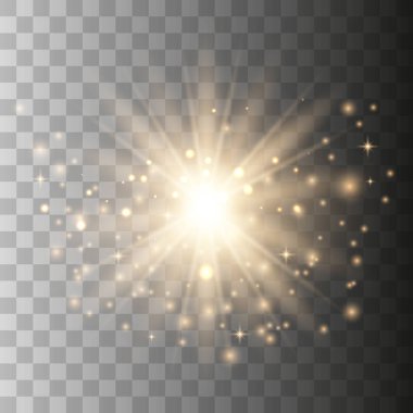 Altın parlaklık ışık efekti.