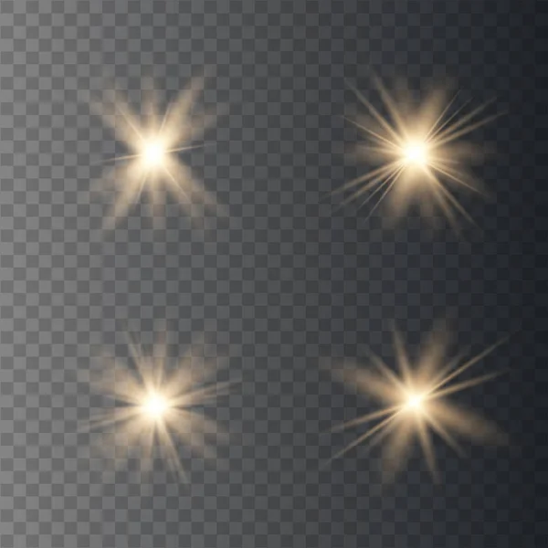 Set di luci luminose dorate — Vettoriale Stock