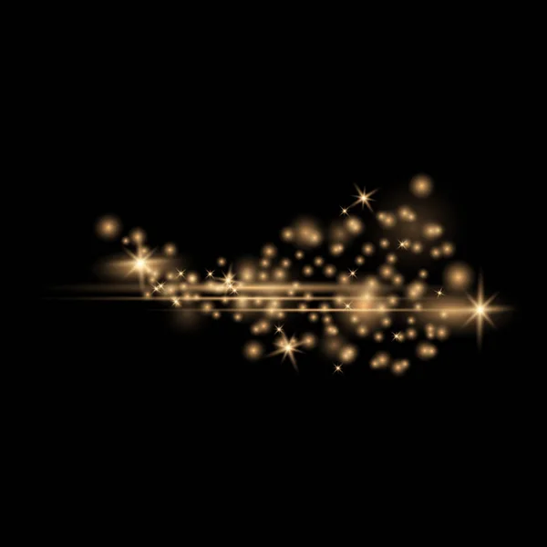 Las chispas de polvo y las estrellas doradas — Vector de stock