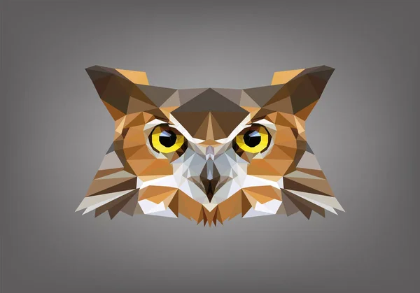 Illustration d'une tête de hibou en poly basse — Image vectorielle