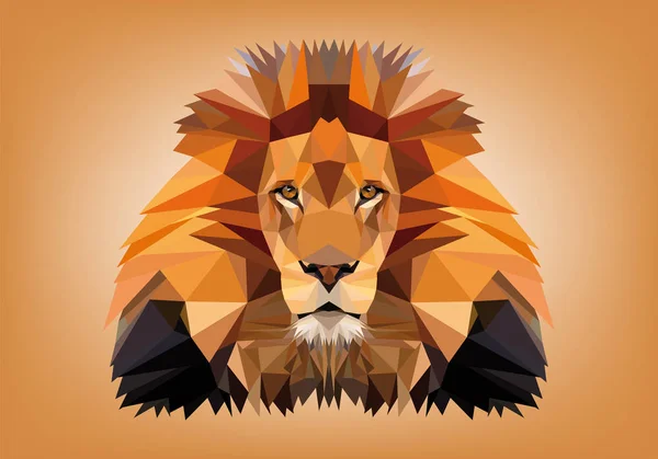 Illustration of a lion head in low poly — Stock Vector