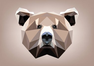 düşük poli bir ayı kafası illüstrasyon