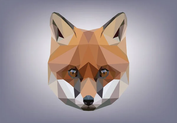 Ilustración de una cabeza de zorro en poli bajo — Archivo Imágenes Vectoriales