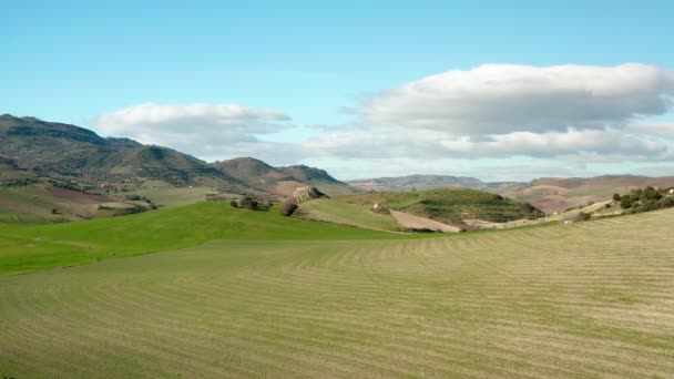 Luchtfoto Van Siciliaanse Heuvels — Stockvideo