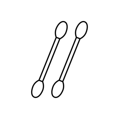 Pamuklu çubuklar, mavi arka planda düz stil kulak çubukları. Tıbbi aletler, hijyen eşyaları..