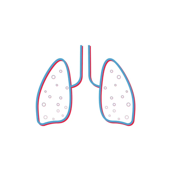Lungen-Flatline-Symbol. Vektordünnes Piktogramm des menschlichen inneren Organs, Skizzendarstellung für Lungenklinik. — Stockvektor
