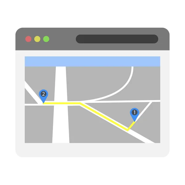 Browser, applicatie, telefoonpagina met gps navigatie — Stockvector