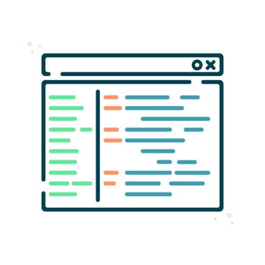 Program kodu vektör çizimi. Sayfa doldurulmuş özet simgesi.