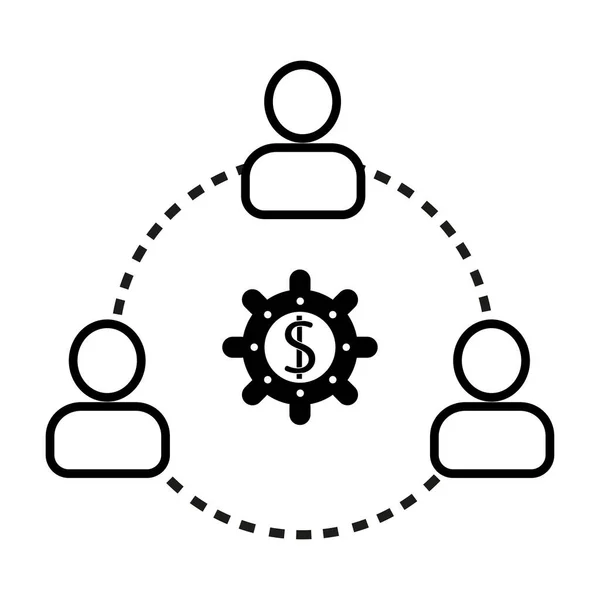 Γραμμικό επιχειρηματικό σύμβολο εικονίδιο. Επιχειρηματικές επενδύσεις για έναν κοινό σκοπό. Τρία άτομα. EPS 10 — Διανυσματικό Αρχείο