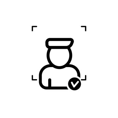 Yüz tanıma vektör simgesi. Doğrulama