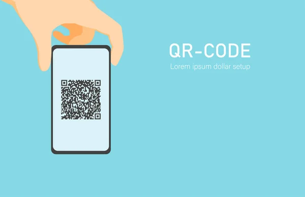 QR kód skenování vektorové ilustrace koncept, lidé používají smartphone a scan QR kód pro platbu a všechno, lze použít pro, přistávací stránku, šablonu, ui, web, mobilní aplikace, plakát, banner, leták. — Stockový vektor