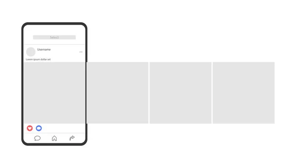Modèle de page d'application mobile de médias sociaux. Carrousel post. Conception minimale. — Image vectorielle