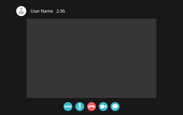 Modello di schermo per videochiamate. Interfaccia videochiamata. Pagina vettoriale dello spazio di lavoro. — Vettoriale Stock