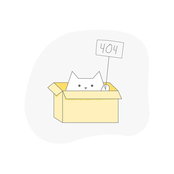 Kedi içinde 404 işareti olan bir kutuda oturuyor. Sayfa ya da dosya bulunamadı, bağlantı hatası.
