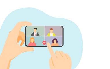 Görüntülü arama görüntüsü. Telefon elinde..