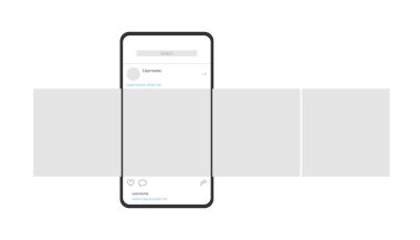 Sosyal medya mobil uygulama sayfası şablonu. Atlıkarınca postası. En düşük tasarım.