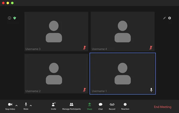 Användargränssnitt För Videokonferens Videokonferensfönster — Stock vektor