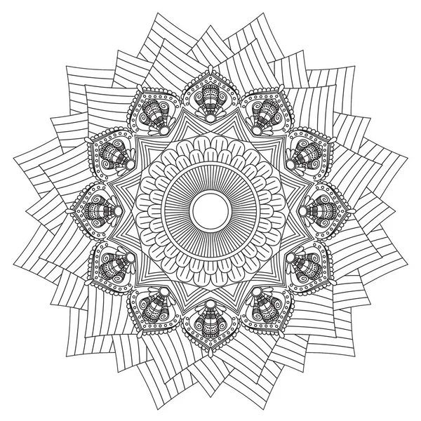 Mandala Karmaşık Desenleri Siyah Beyaz Arka Plan Çekilmiş Dekoratif Retro — Stok fotoğraf