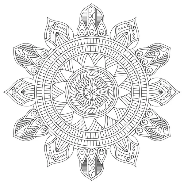 Mandala Intricati Modelli Bianco Nero Buon Umore Fiore Vintage Elementi — Foto Stock