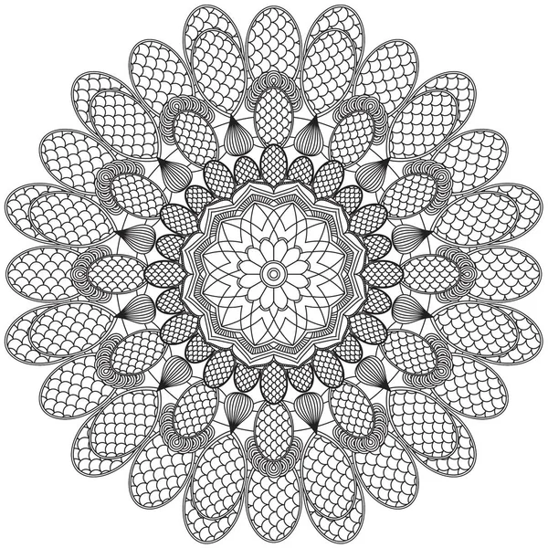 曼陀罗复杂模式黑白好心情 花卉复古装饰元素东方 圆形装饰品 曼陀罗 民族装饰元素 博霍风格 — 图库照片