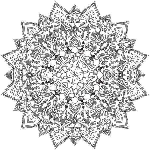 Mandala Skomplikowane Wzory Czarno Białe Dobry Nastrój Elementy Ozdobne Kwiat — Zdjęcie stockowe