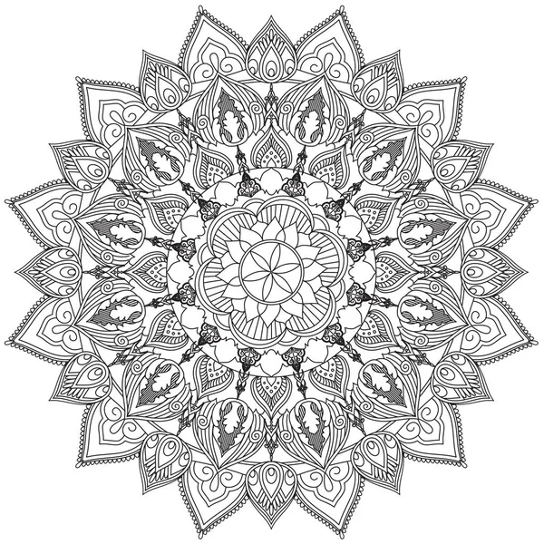 Mandala Intricati Modelli Bianco Nero Buon Umore Fiore Vintage Elementi — Foto Stock