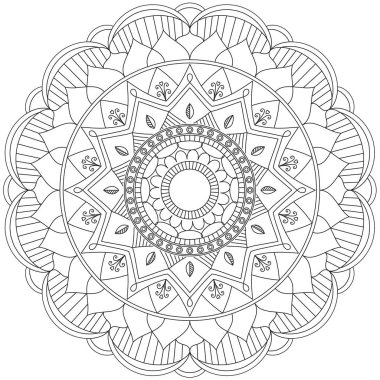 Mandala karmaşık desenleri siyah ve beyaz iyi bir ruh hali. Çiçek Vintage dekor elementleri Oriental. Yuvarlak süsleme, mandala, etnik dekoratif unsur, boho style, zentangle.