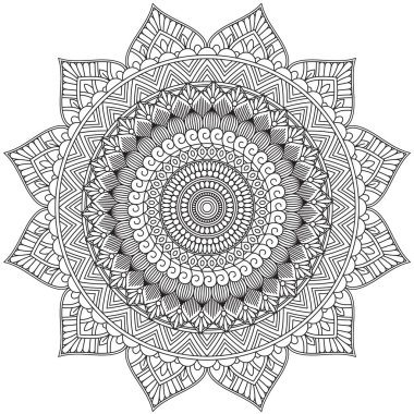 Mandala Intricate Patterns Black and White Good Mood. Flower Vintage decorative elements Oriental. Round ornament, mandala, ethnic decorative element, boho style, zentangle. clipart
