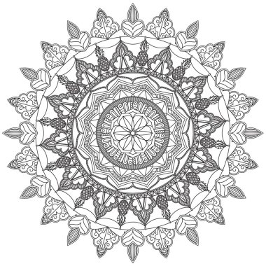 Mandala karmaşık desenleri siyah ve beyaz iyi bir ruh hali. Çiçek Vintage dekor elementleri Oriental. Yuvarlak süsleme, mandala, etnik dekoratif unsur, boho style, zentangle.