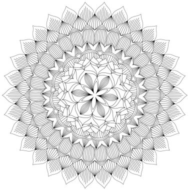 Mandala karmaşık desenleri siyah ve beyaz. El arka plan çekilmiş. Dekoratif retro afiş izole. Davet, tişört baskı, düğün kartı, scrapbooking. Dövme öğesi.