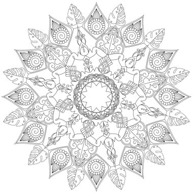 Mandala Intricate Patterns Black and White. A geometric lace element, suitable for print on various things, card or invitations designs in ethical style, ottoman motifs, turkish, Islam, Arabic, Indian clipart