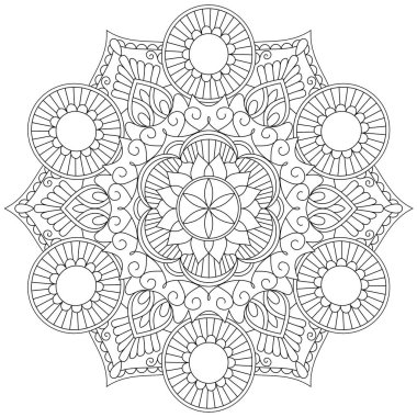 Mandala karmaşık desenleri siyah ve beyaz. Çeşitli şeyler, etik tarzı, Osmanlı motifleri, Türk, kart veya davetiye tasarımları üzerinde baskı için uygun bir geometrik dantel öğesi Islam, Arapça, Indian