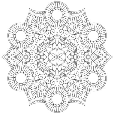 Mandala Intricate Patterns Black and White. A geometric lace element, suitable for print on various things, card or invitations designs in ethical style, ottoman motifs, turkish, Islam, Arabic, Indian clipart