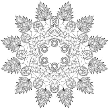 Mandala karmaşık desenleri siyah ve beyaz. Çeşitli şeyler, etik tarzı, Osmanlı motifleri, Türk, kart veya davetiye tasarımları üzerinde baskı için uygun bir geometrik dantel öğesi Islam, Arapça, Indian
