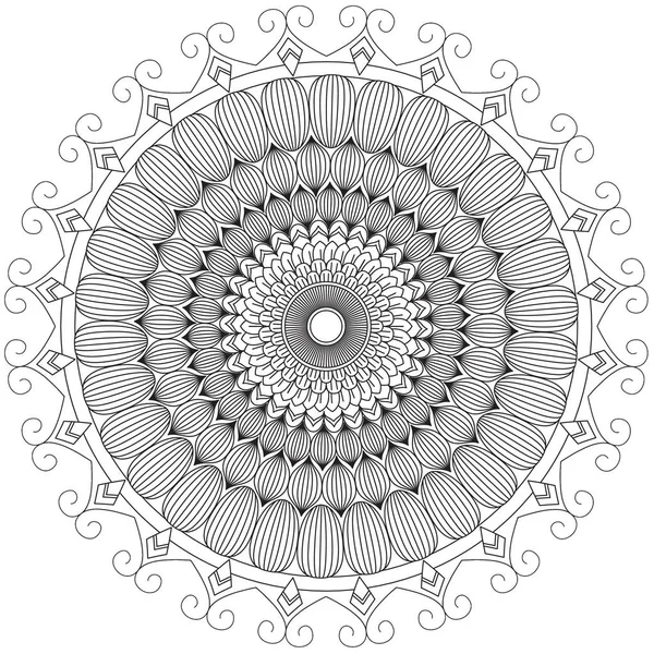 Mandala Indviklede Mønstre Sort Hvid Geometrisk Blondeelement Velegnet Til Tryk - Stock-foto