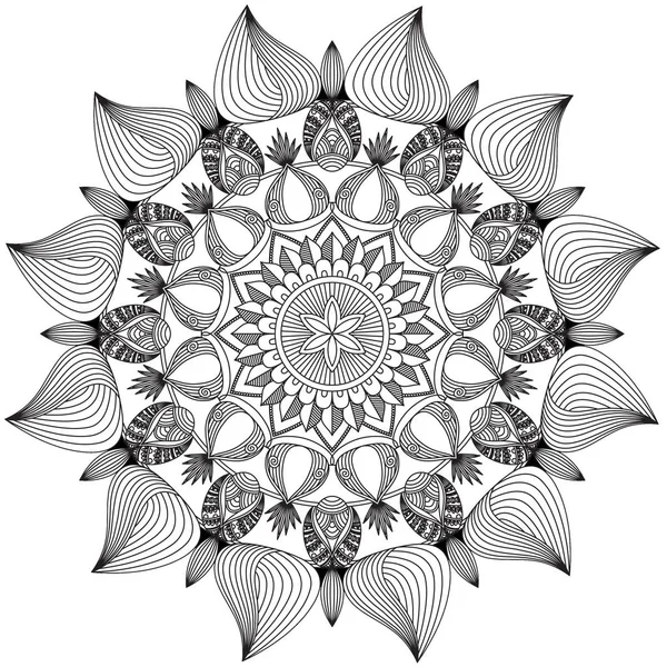 Mandala Patrones Intrincados Blanco Negro Elemento Encaje Geométrico Adecuado Para —  Fotos de Stock