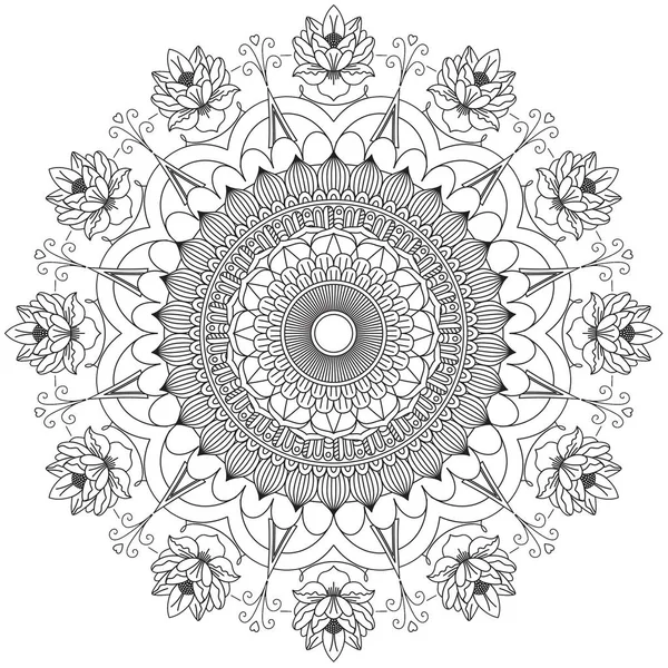 Mandala Modelli Intricati Bianco Nero Elemento Geometrico Pizzo Adatto Stampare — Foto Stock