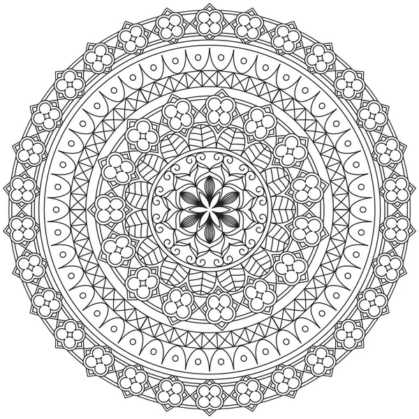 Mandala Skomplikowane Wzory Czarno Białe Element Geometrycznej Koronki Nadają Się — Zdjęcie stockowe