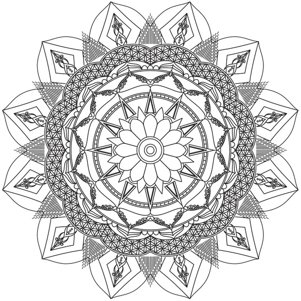 Mandala Ingewikkelde Patronen Zwart Wit Een Element Van Geometrische Lace — Stockfoto