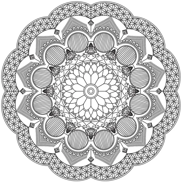 Mandala Intrikata Mönster Svart Och Vitt Geometrisk Spets Element Lämplig — Stockfoto
