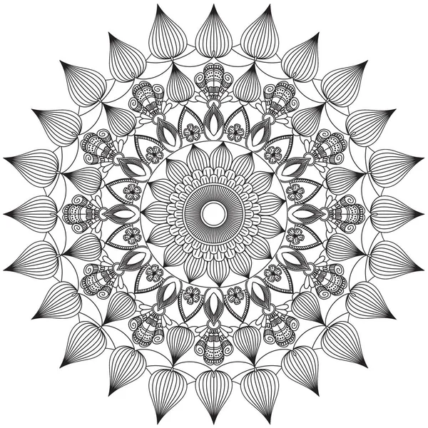Mandala Karmaşık Desenleri Siyah Beyaz Iyi Bir Ruh Hali Çiçek — Stok fotoğraf