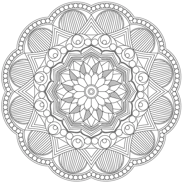 Mandala Skomplikowane Wzory Czarno Białe Dobry Nastrój Elementy Ozdobne Kwiat — Zdjęcie stockowe