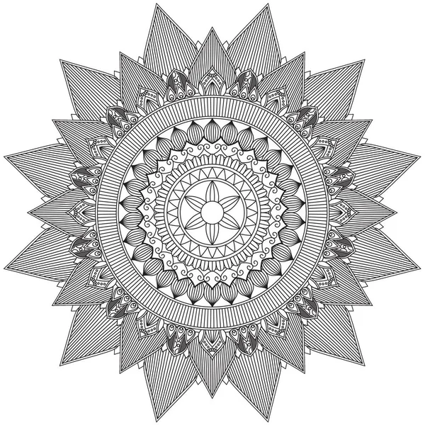 複雑なパターンのマンダラ黒と白良い気分 花のヴィンテージ装飾オリエンタル 丸い飾り マンダラ 民族の装飾的な要素 自由奔放に生きるスタイル Zentangle — ストック写真