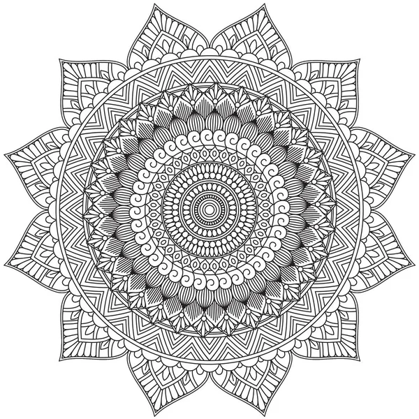 Mandala Intricati Modelli Bianco Nero Buon Umore Fiore Vintage Elementi — Foto Stock