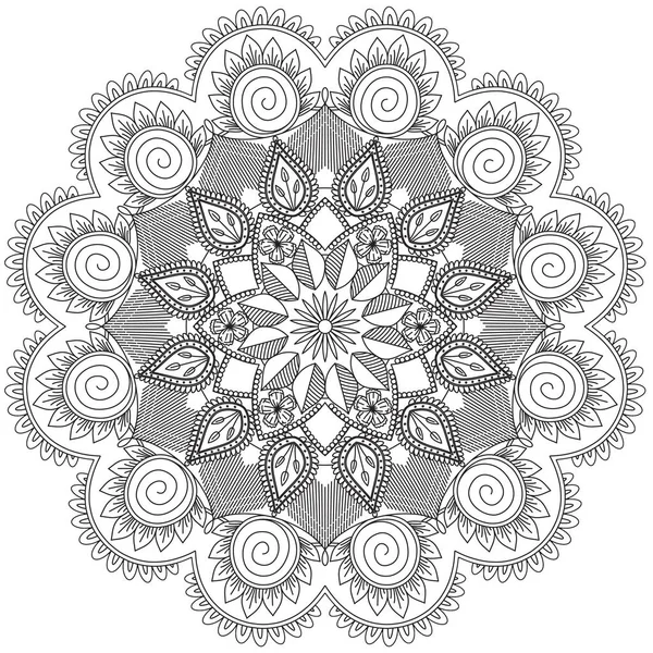 Mandala Intricati Modelli Bianco Nero Buon Umore Fiore Vintage Elementi — Foto Stock