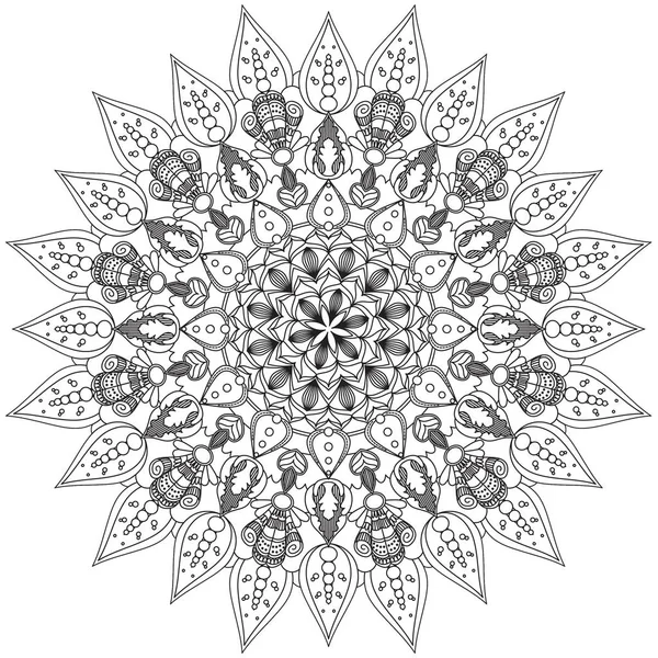 Mandala Složité Vzory Černá Bílá Dobrou Náladu Vintage Flower Dekorativní — Stock fotografie