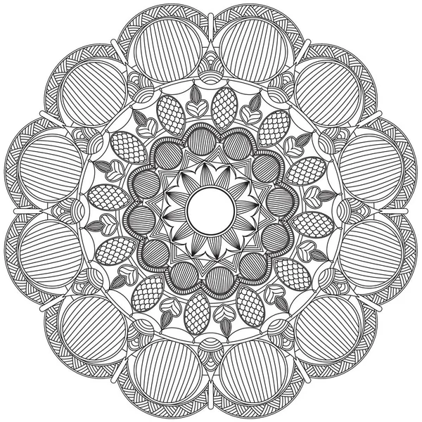 Mandala Bonyolult Minták Fekete Fehér Hangulatban Virág Szüreti Díszítő Elemek — Stock Fotó