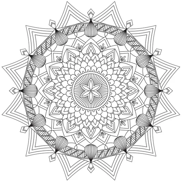 Mandala Intricati Modelli Bianco Nero Buon Umore Fiore Vintage Elementi — Foto Stock